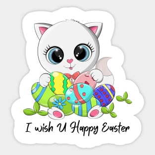CUTE KITTY/ I Wish You Happy Easter Sticker